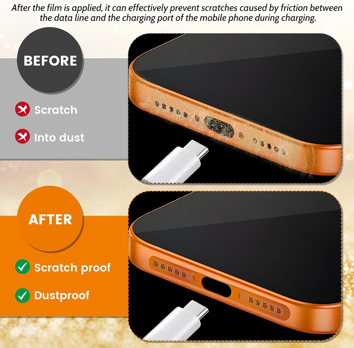 Mobile Phone Speaker Metal Dust Mesh, typeC Charging Port dust Plug, USB C Cleaning Brush Cleaning Tool Set for iPhone 17 Pro. Not for 17 ProMax (Cosmic Orange)