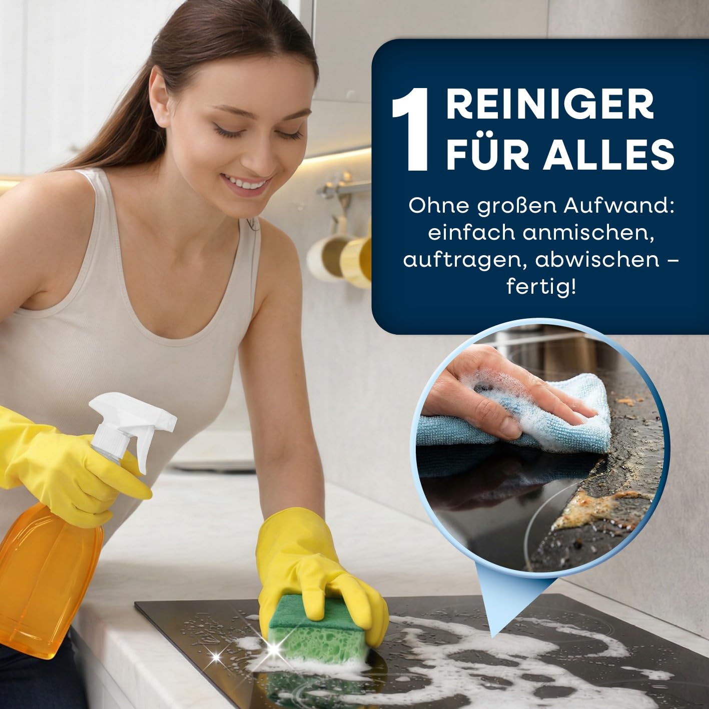 EASYmaxx Orangenreiniger Konzentrat - Badreiniger, Küchenreiniger & Allzweckreiniger in einem | 4x500ml Putzmittel inkl. 2 Sprühflaschen | Cleaner mit effektiver Allesreiniger Wirkung & Fettlösekraft
