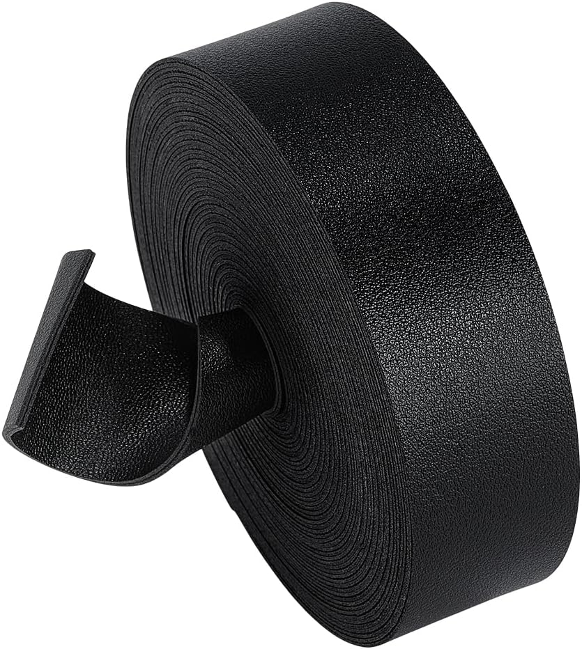 BENECREAT 197 Inch Double Sided Faux Leather Strip, 1.2 Inch Wide Lychee Pattern Leather Strap for DIY Craft Projects, Pet Collars, Belts, Jewelry (Black)