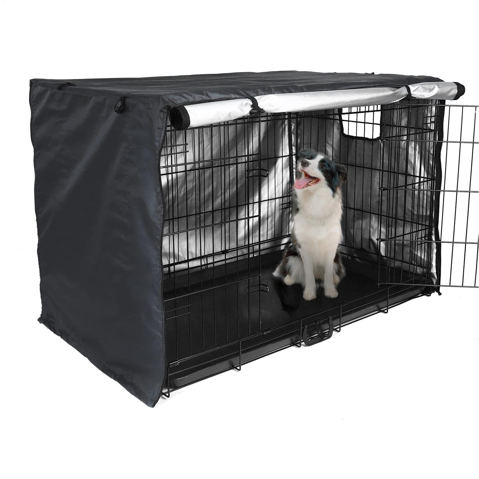 Housse De Cage Pour Chien, 107×72×77cm Housse De Caisse Pour Chien Imperméable Et Résistante, Housse De Protection Pour Cage De Chien, Housse De Cage Pour Animaux De Compagnie Intérieure Et Extérieure