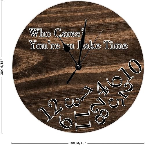 Vista 8 de Round Wall Clocks Whatever I'm Late Anyway Wood Wall Clocks Vintage Brown Wood Grain Distressed Clocks Battery Operated Rustic Shabby Wooden Clock