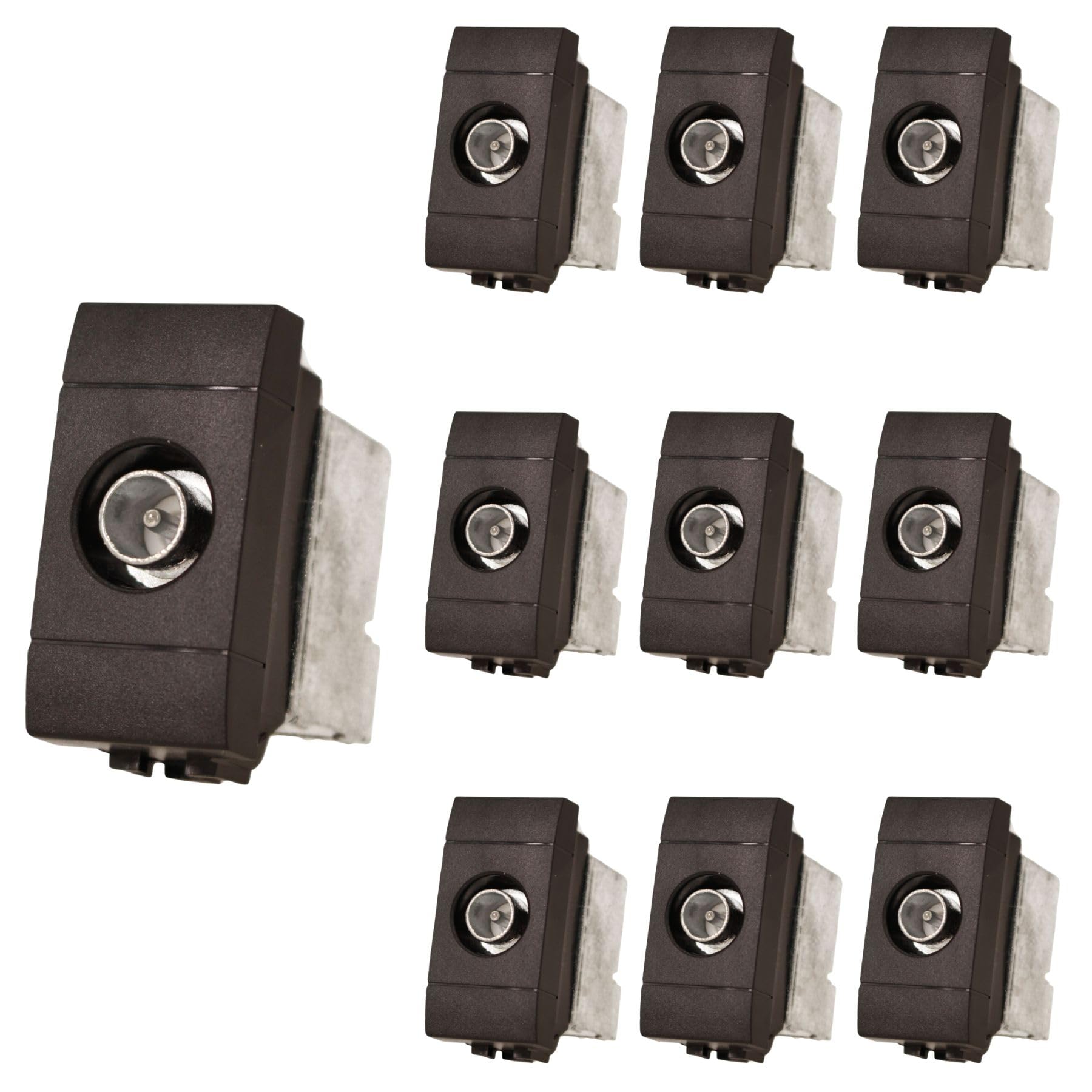10 Pezzi Connettore Presa TV Terminale Maschio, Compatibile con Bticino Living International, Colore Nero, Serie MBL, 1 Modulo