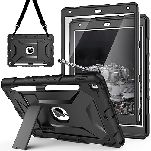 Miniatura 1 de TIMISM Funda para iPad de 987 generación (10.2 pulgadas) - Protección completa con protector de pantalla, correa de hombro ajustable, soporte y