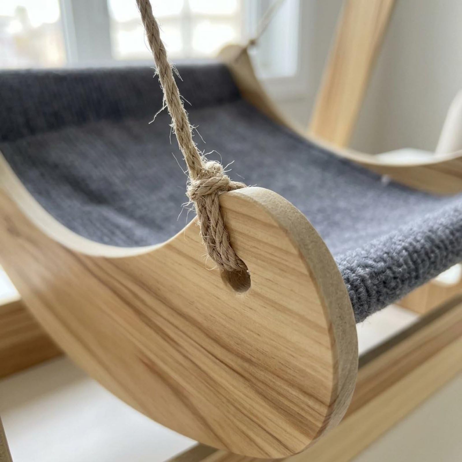 Amaca Gatta Appesa Design Boho Lettino Sospeso Struttura Stabile per Gatti, Gattini, Soggiorno, Camera