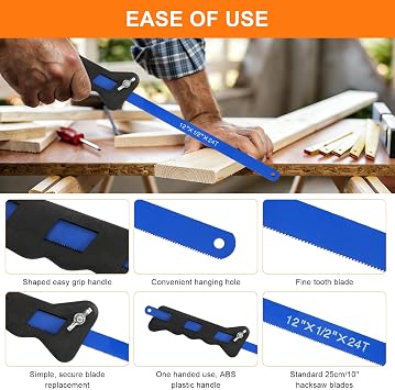 2 Pcs Junior Hacksaw, Hand Saw with 20 Blades Hacksaws Mini Hacksaw for Metal Cutting Metal Saw for Cutting PVC Wood, and Shingles,Mini Hand Saw for Precise Cuts,Ideal for DIY Projects