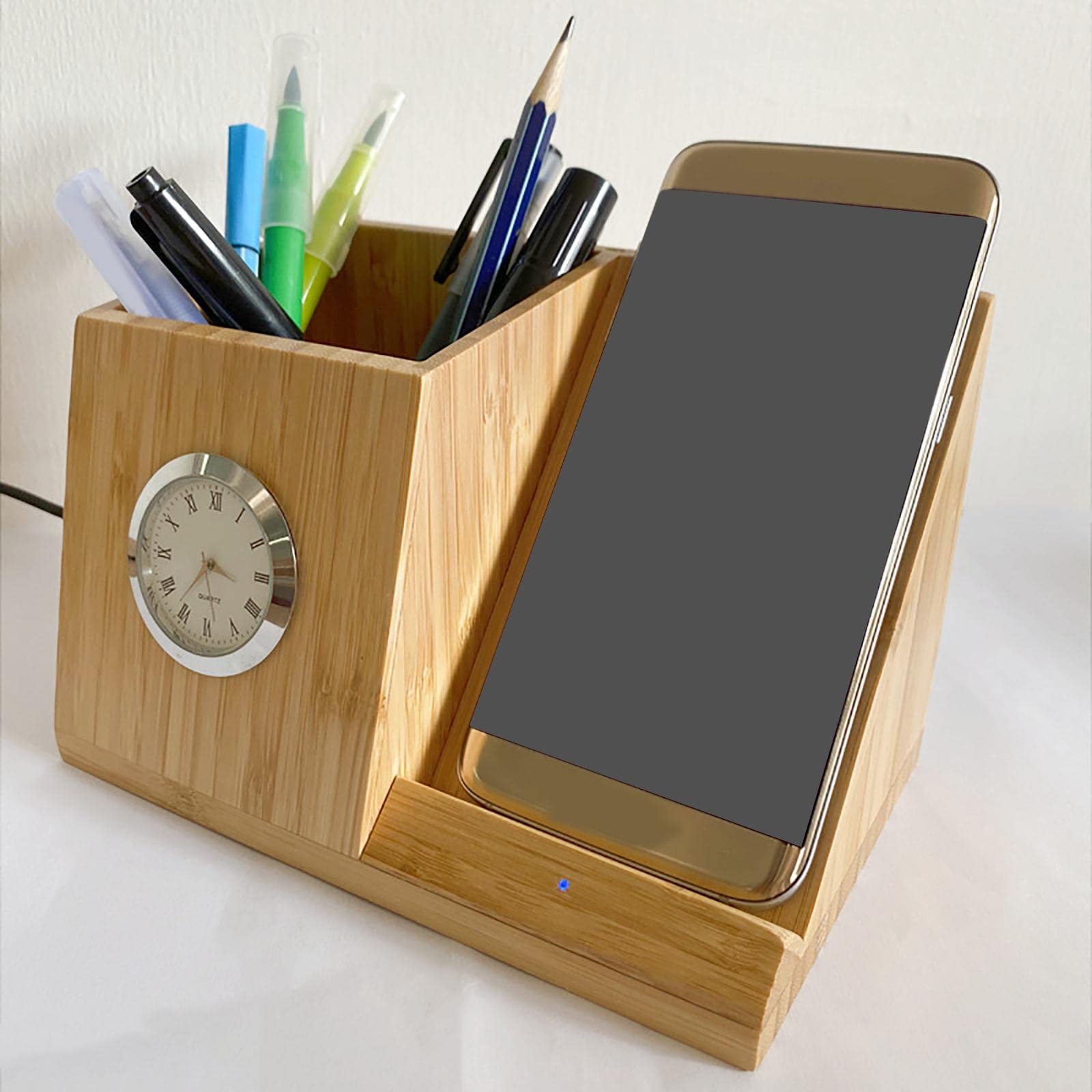 Stifthalter mit Uhr, 10 W Multifunktionsladestation für Handys Und Andere Geräte