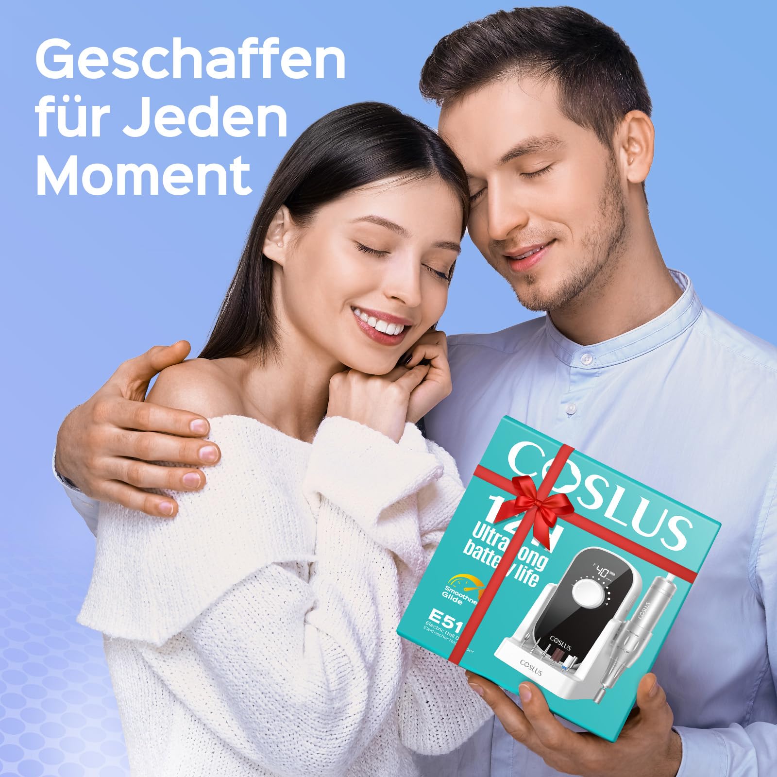 COSLUS E51 Elektrische Nagelfräser 40000 U/min: 6-in-1 Professionell Nagelpflege Set für Gelnägel Acrylnägel für Salon und Zuhause Mit Gel-Entfernung und Pediküre-Funktion Tragbar und Geräuscharm