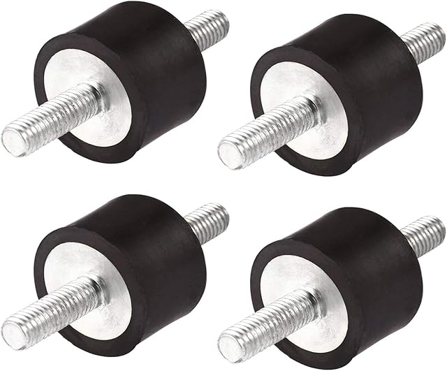 4pcs M8 30 * 20 Anti Vibration Rubber Bobbin Mounts Isolator Silentblock Damper Shock Absorber with Double Male Thread Screw Studs for Air Compressors Diesel Engines Gasoline Engines Water Pumps