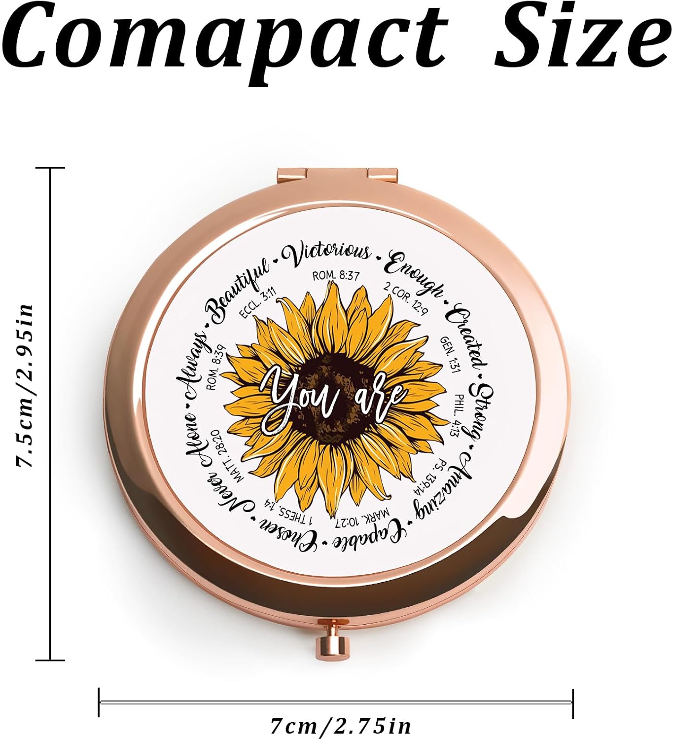 Christian Gifts for Women Girls Her, Inspirational Religious Gift for Adult Teen, Spiritual Compact Mirror for Birthday, Graduation, Mothers Day Basket Stuffers,Rose