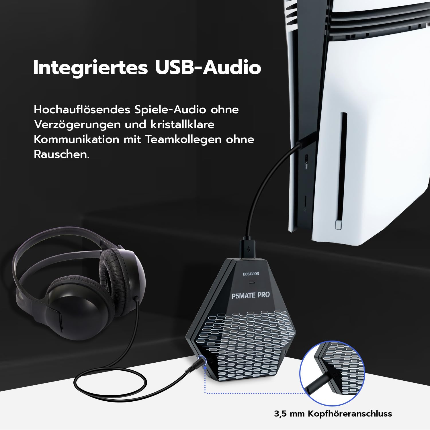 Mcbazel Besavior P5 Mate Pro USB Adapter für PS5/PRO/Slim, PS5-Gaming-Konverter, Kabelloses Zubehör, Unterstützt Verschiedene Spielperipheriegeräte/Geringe Latenz/Plug and Pla