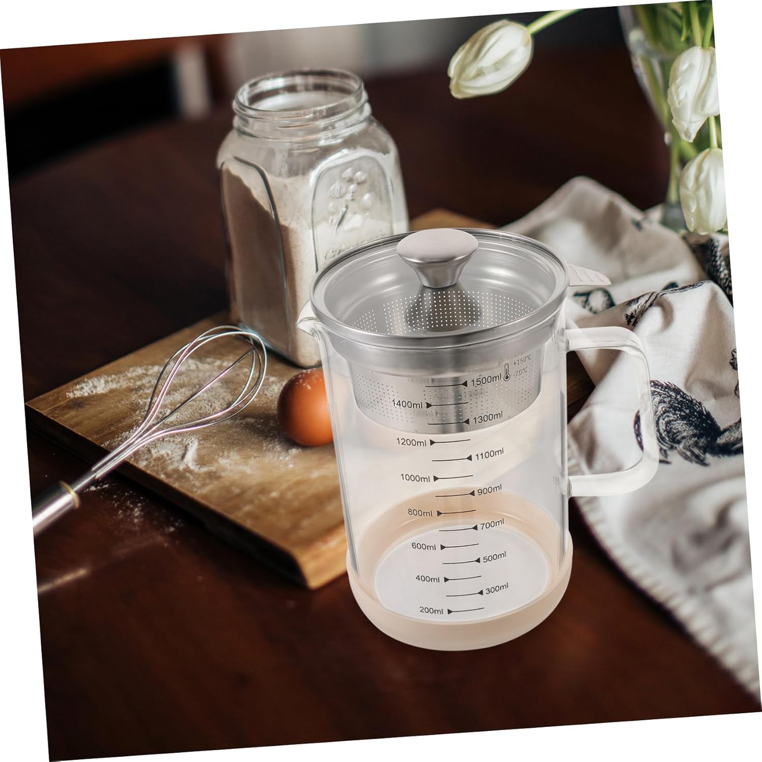 Cabilock Soy Milk Filter Jug Collander Fine Mesh Strainer Tea Pot Filter Juice Holder Strainer Kitchen Tea Storage