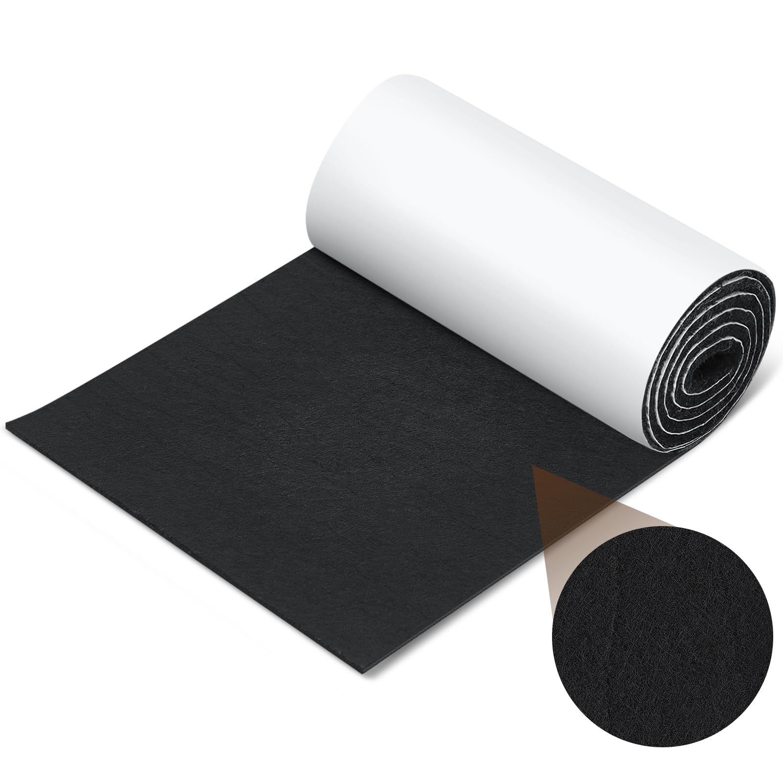 Fullhawl Almohadillas de fieltro grandes de 60 x 8 x 0.12 pulgadas, antideslizantes, autoadhesivas, cortables, cinta de fieltro resistente para proteger suelos de madera dura, sillas y paredes