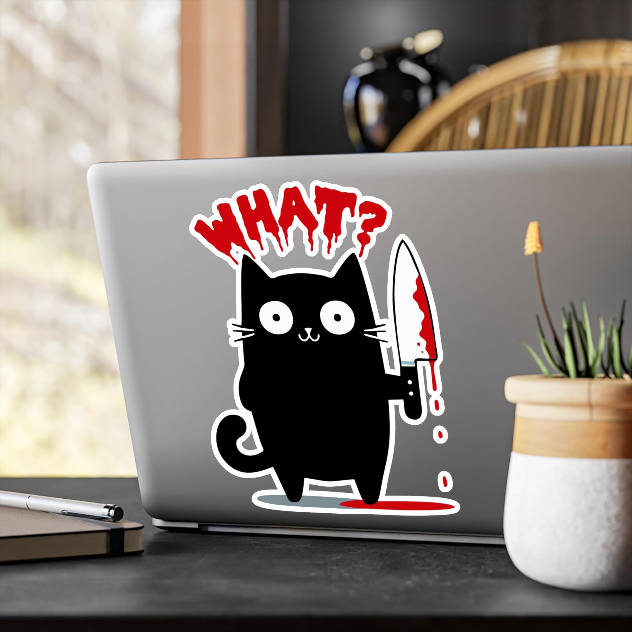 Halloween Vinyl Decal Spooky Black Cat Sticker - For Car Windows, Walls ...