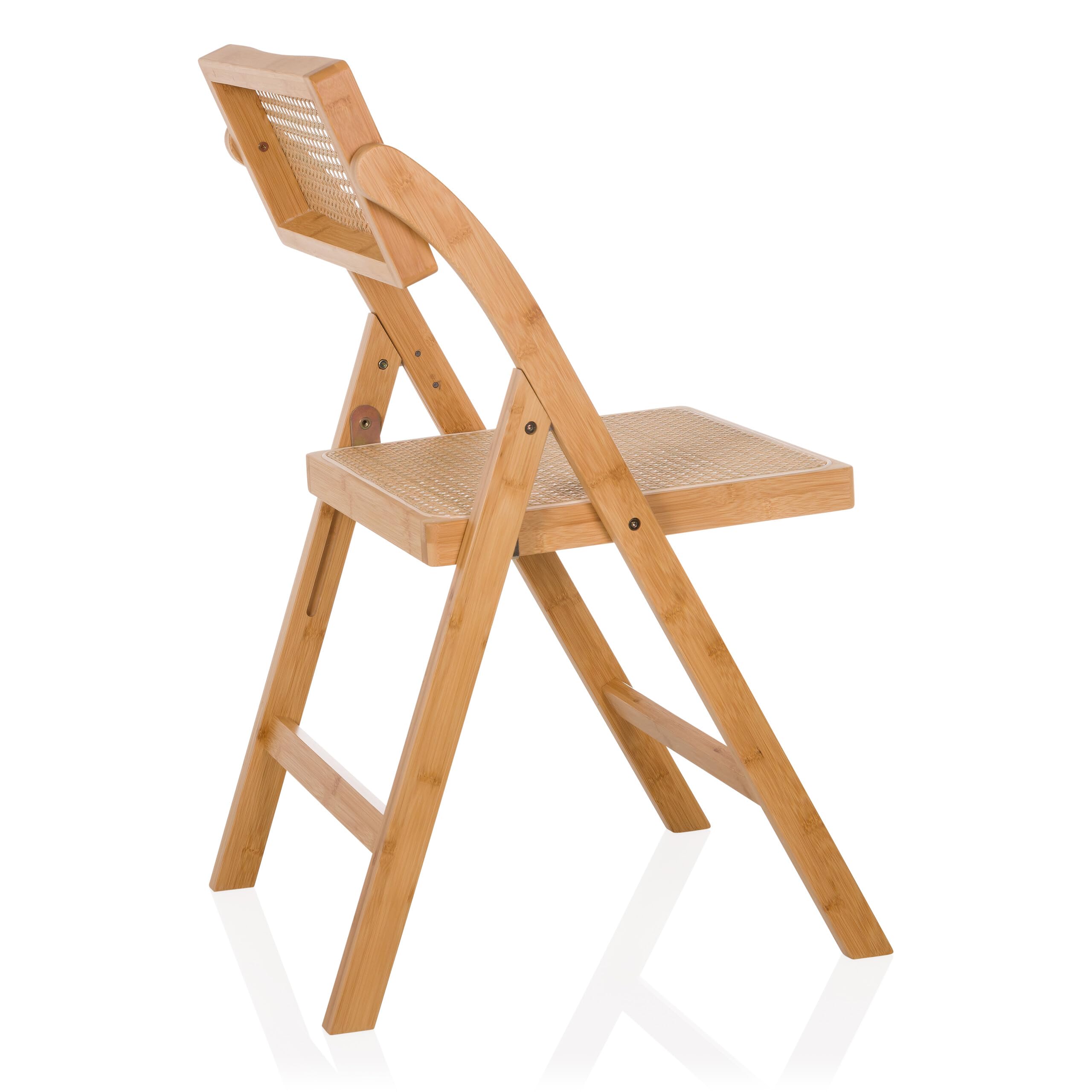 Silla plegable de bambú con trenzado vienés Tudela Bamboo, silla plegable de madera, 130 kg, respaldo giratorio 360°
