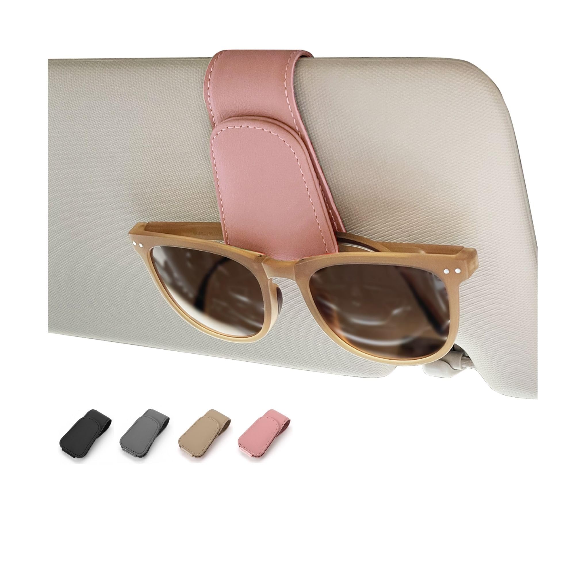 Magnetic Leather Car Sunglass Holder, Visor Sunglasses Holder Clip, 2 Pack