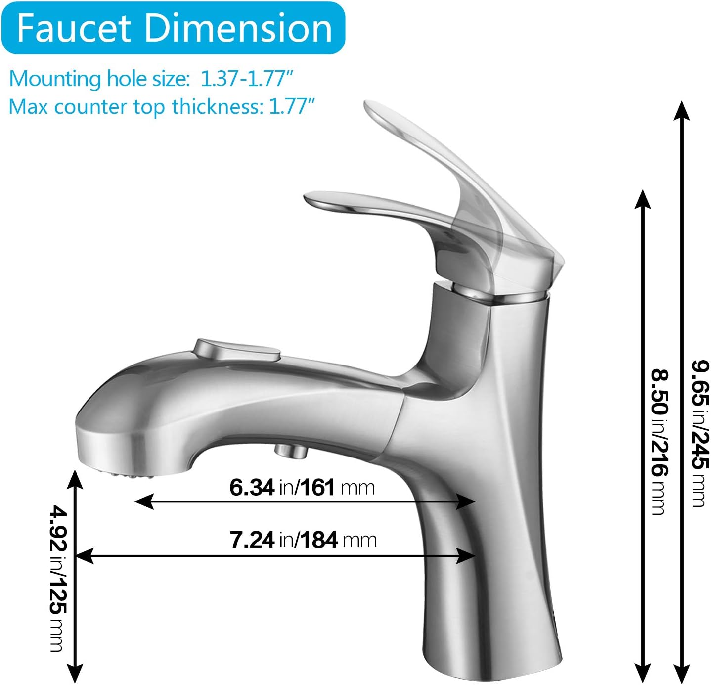 🛒 Flash Sale MIAOHUI Brushed Nickel Pull Out Bathroom Faucet, Single Hole Bathroom Sink Faucet with 3 Modes Pull Down Sprayer, One Handle Modern Vanity Faucet, Farmhouse Lavatory Faucet Best Seller MIAOHUI Brushed Nickel Pull Out Bathroom Faucet, Single Hole Bathroom Sink Faucet with 3 Modes Pull Down Sprayer, One Handle Modern Vanity Faucet, Farmhouse Lavatory Faucet