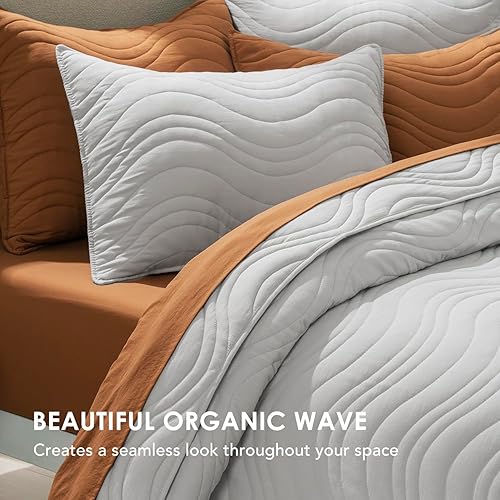 Miniatura 9 de EVERGRACE Juego de edredón de gran tamaño de 3 piezas de 96 x 110 pulgadas, juego de ropa de cama reversible suave y reversible, edredón acolchado