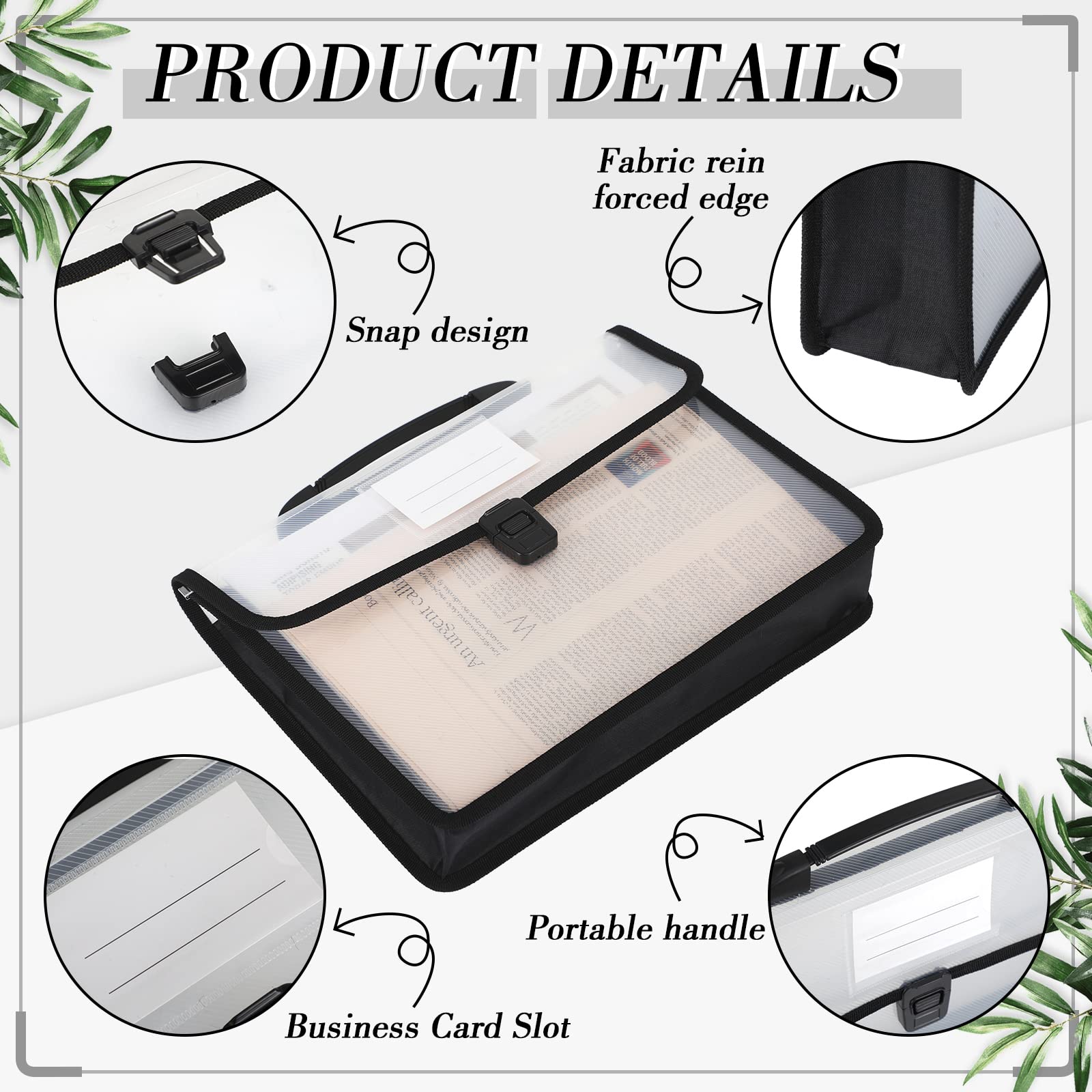 Colarr 15 cartelline per documenti in plastica, formato A4, formato A4, espandibile, portatili, impermeabili, con manico, organizer per documenti espandibili, per forniture scolastiche, Home Office