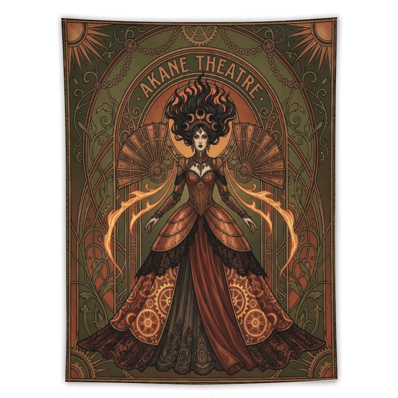 H3B8U2Y5 Art Nouveau Witch Wall Tapestry, Symbolist Art, Ceiling Hanging