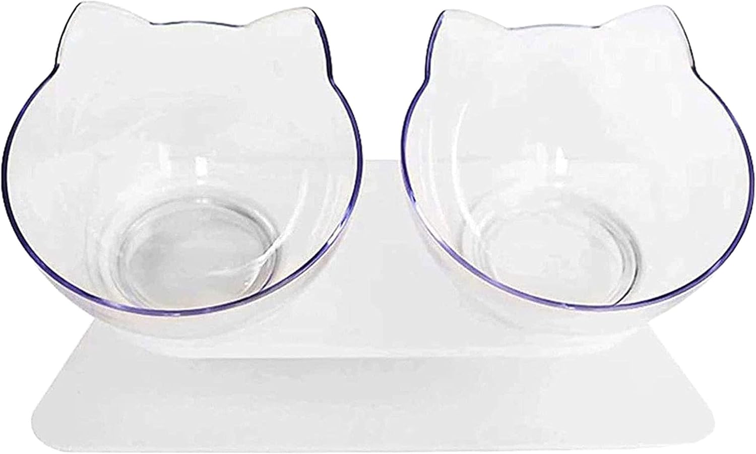 Double Cat Bowl with Raised Stand, Cat Bowl Pet Food Feeder,15° Tilted Anti-Slip Transparent Cat Food and Water Bowl, Protect Pets Cervical Vertebra, Detachable Pet Bowl for Cats and Dogs Double Cat Bowl with Raised Stand, Cat Bowl Pet Food Feeder,15° Tilted Anti-Slip Transparent Cat Food and Water Bowl, Protect Pets Cervical Vertebra, Detachable Pet Bowl for Cats and Dogs