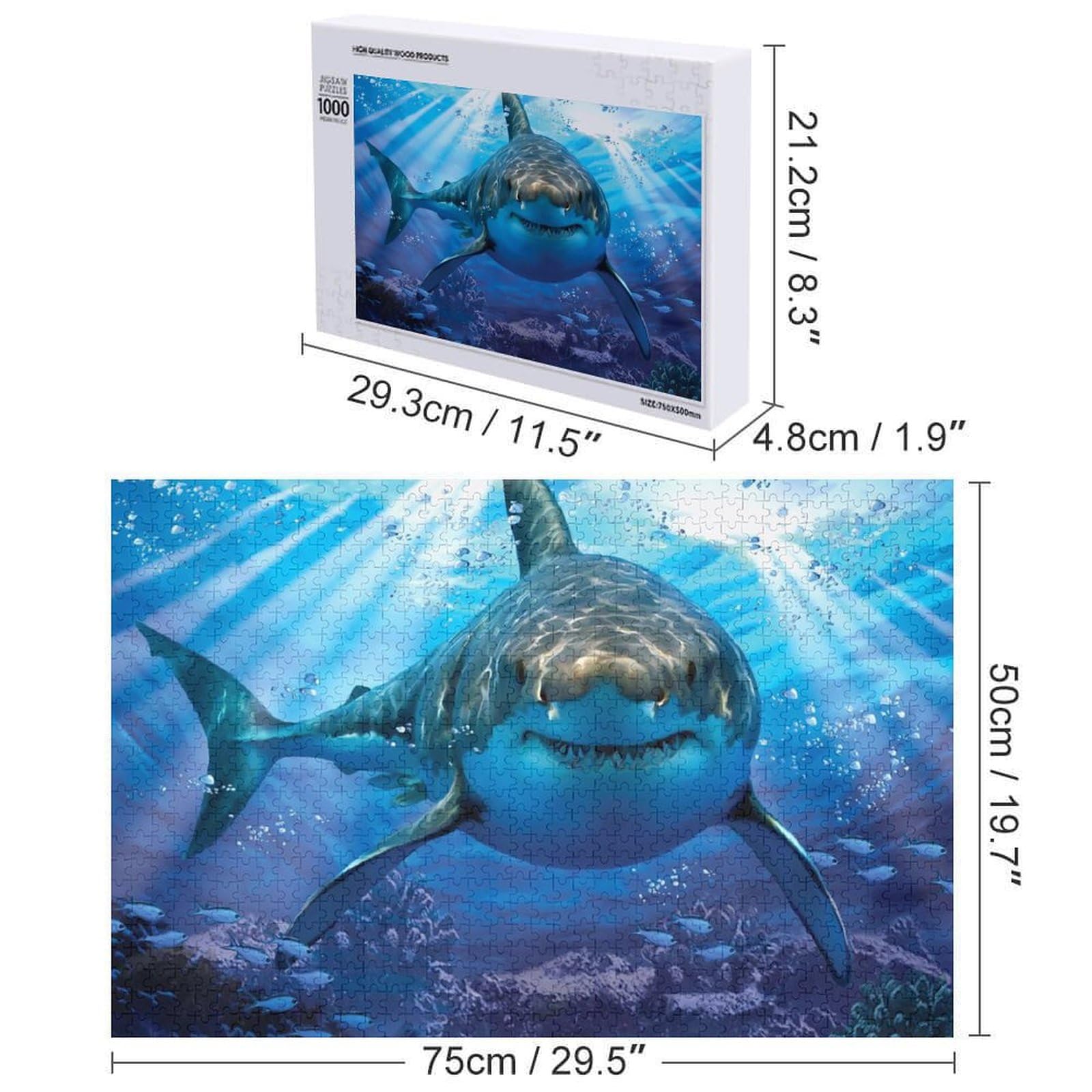 Amazon.co.jp: ジグソーパズル 鮫 サメ 海の魚 海底柄 300/500