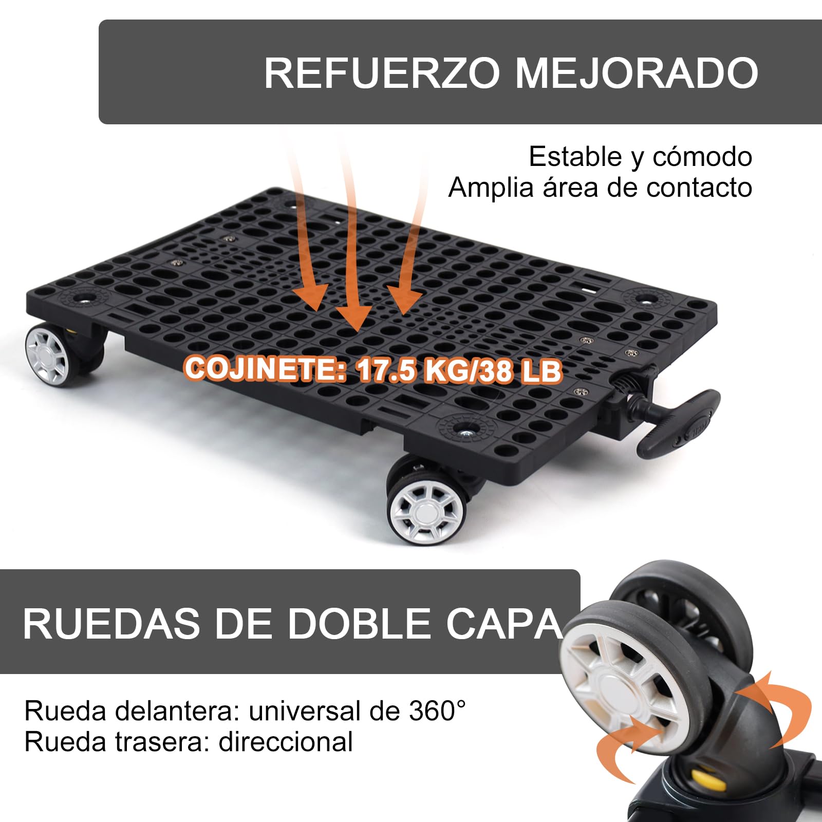 Transportín Doble para 2 Gatos con Ruedas - 2 Compartimentos Independientes,Base Extraíble y Correas de Seguridad - Transpirable - Ideal Viajes en Coche/Veterinario (55x44x33 cm)