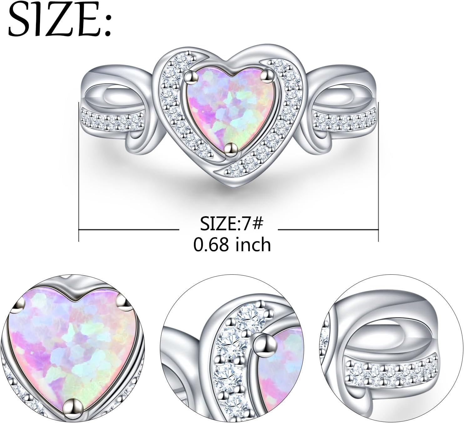 Heart Urn Rings for Ashes for Women 925 Sterling Silver Synthetic Opal Cremation Rings Urn Jewelry for Ashes of Loved Ones