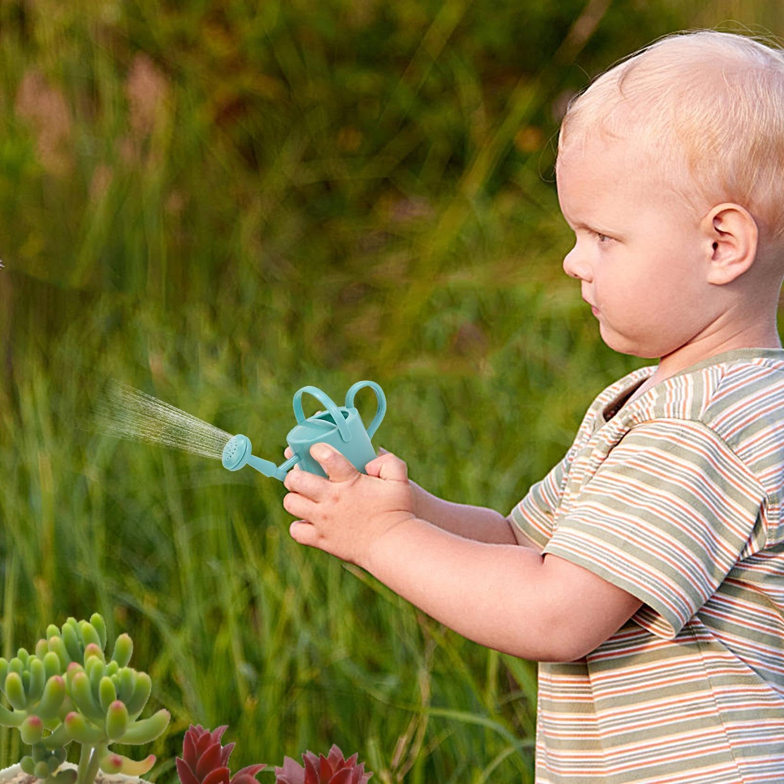 Regaderas Infantil, 3 Colores Juguetes Baño Bebés Rotación 360°, Divertida Mini Watering Can para Plantas Interior, Watering Can Mango Ergonómico Juguetes Piscina Bebés, para Niñas & Niños — view 6