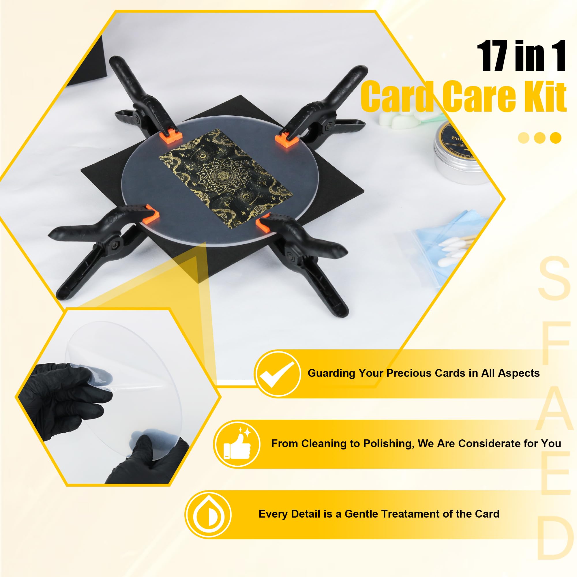 The SFAED Card Care Clean Kit offers a complete solution for maintaining and enhancing the condition of trading cards.