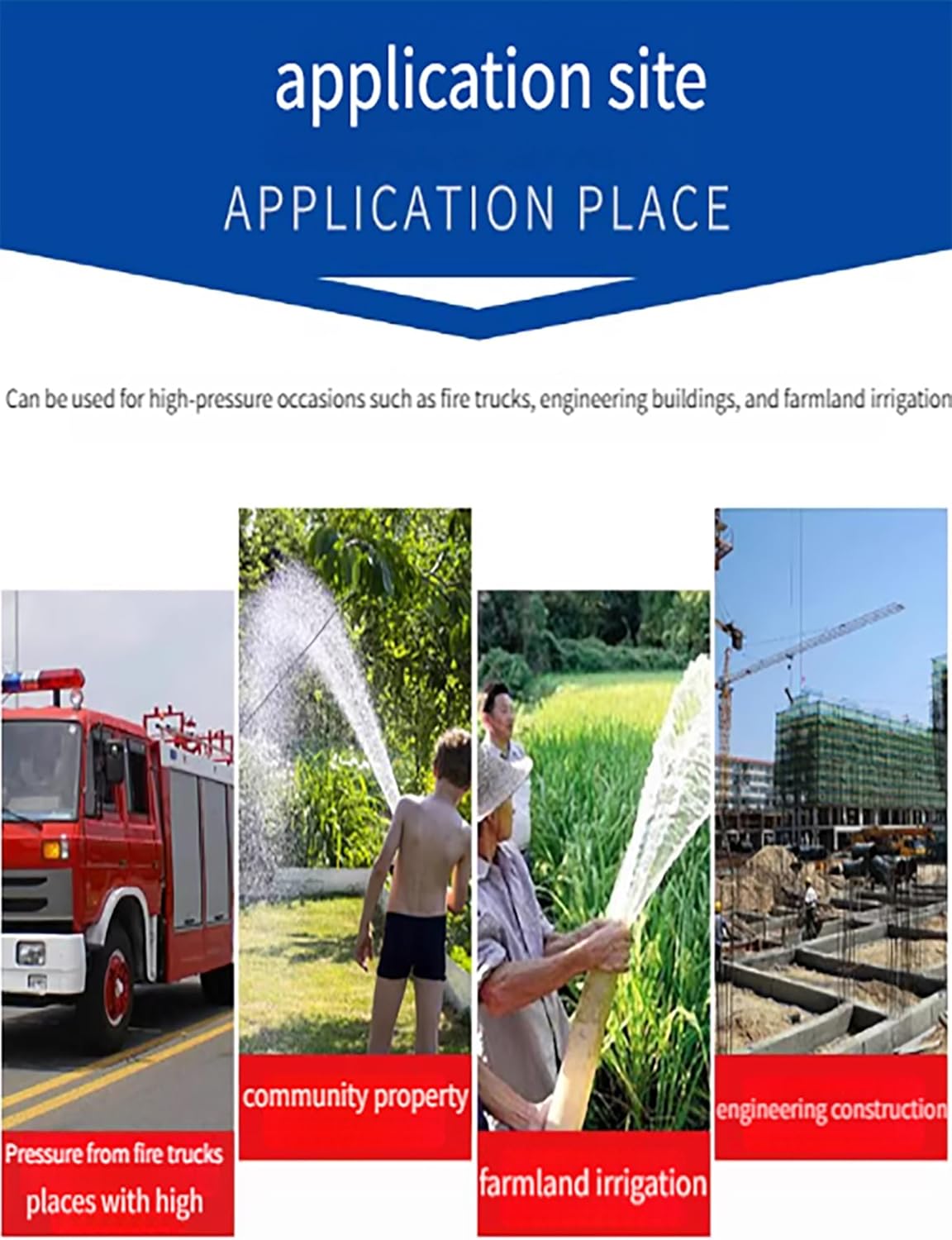 Purpose Fire Hose-Water Discharge Hose，2" ID for Submersible -Other Water Pumps, Draining Pond, Garden Irrigation, Hot Tub, Swimming(20meter)