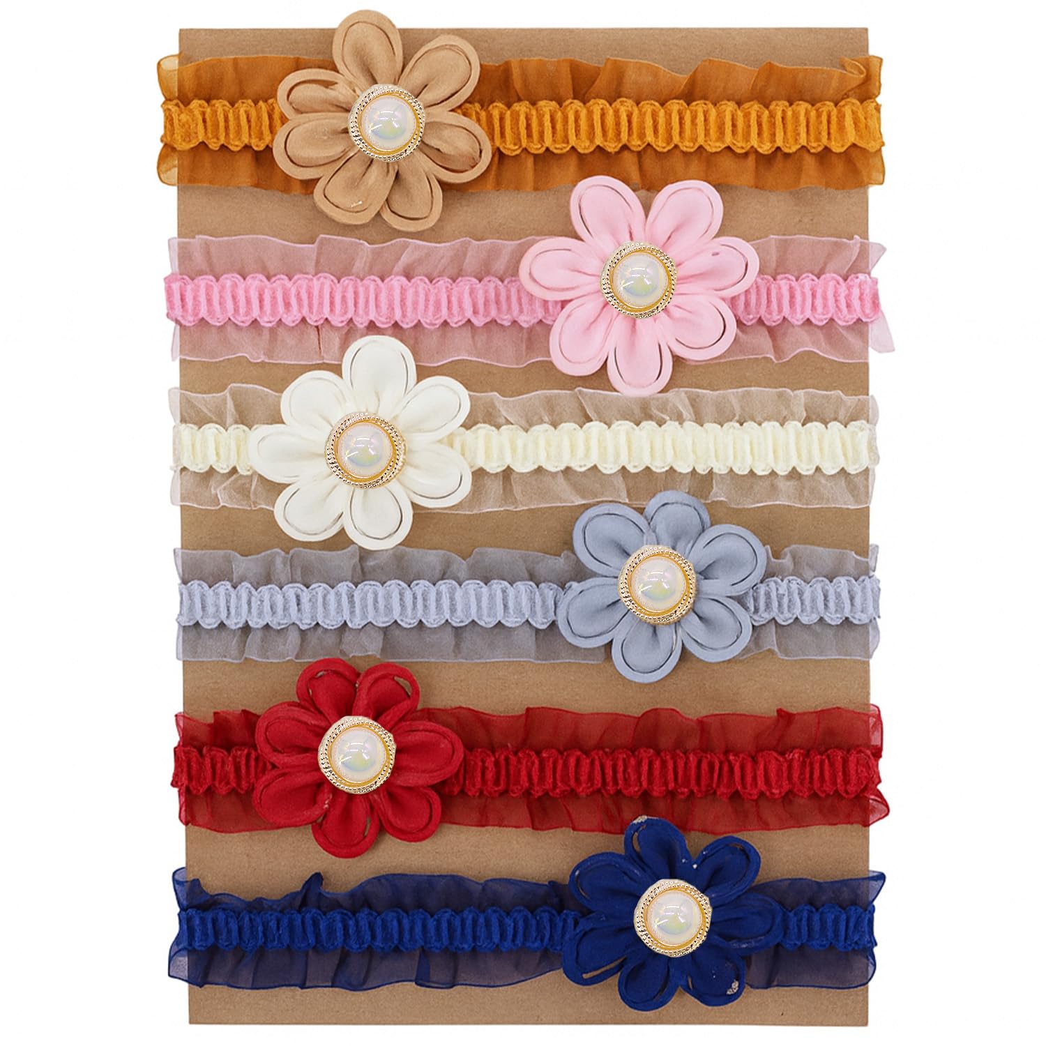 SYGA 6 Pcs Baby Headband Set for Girls–Soft Elastic Hair Bands with Elegant Pearl Flower Design, Newborn Infant Toddler Hair Accessories for 0-3 Year (Design-8)-picture-29