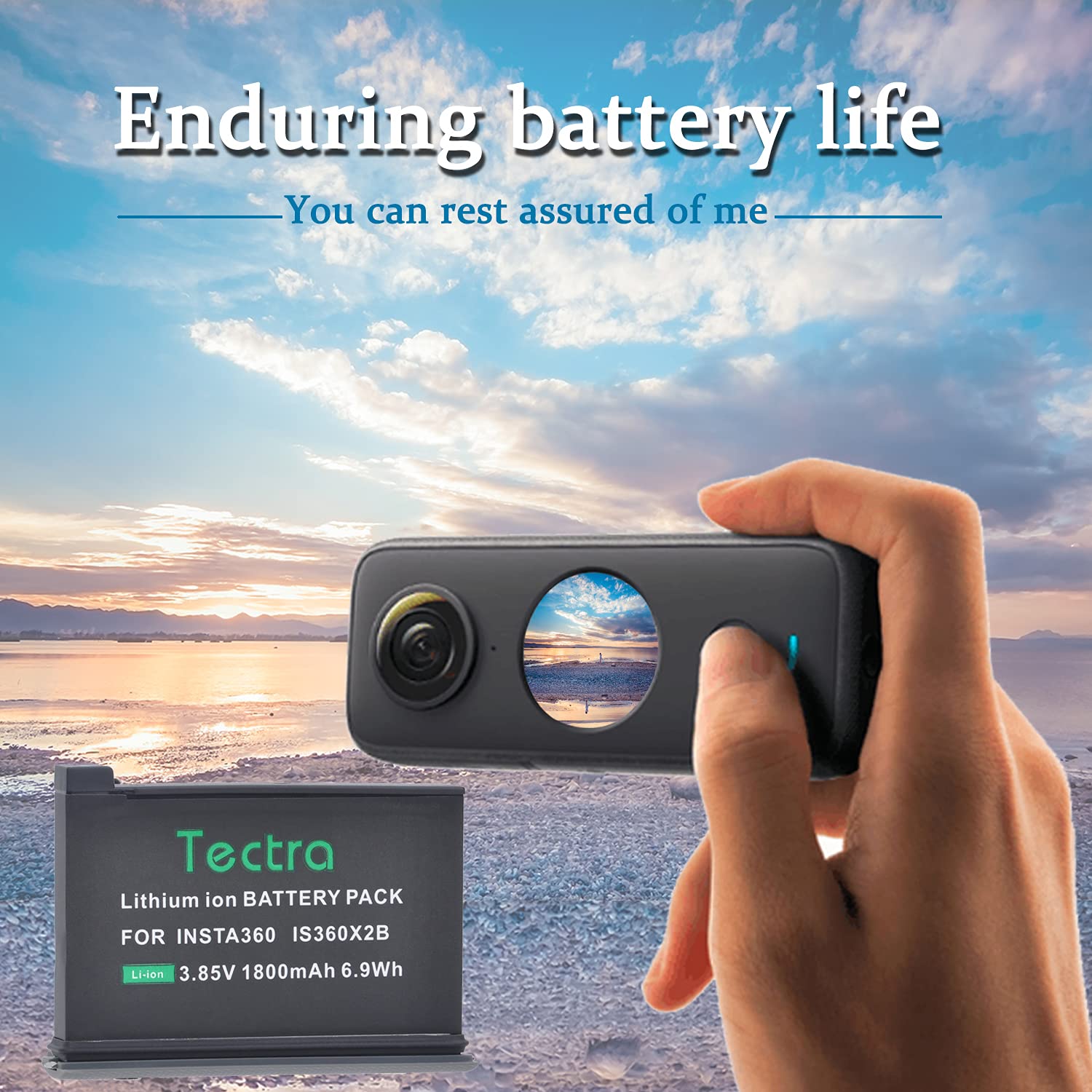 Batería de 1800 mAh y cargador dual compatible con cámara Insta360 ONE X2 ONLY (no resistente al agua) 3