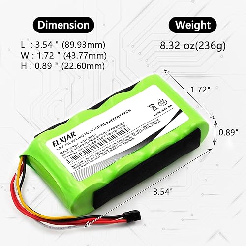 Miniatura 2 de elxjar Paquete de 2 baterías Ni-MH de 4.8 V 3600 mAh de repuesto para scopemeter Fluke Serie 120, 123, 123S, BP120