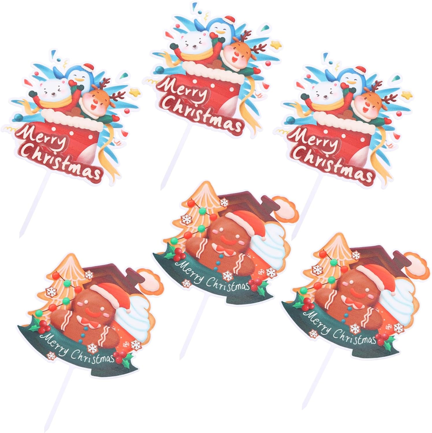 IMIKEYA 6pcs Christmas Cake Topper Insert Cards Toppers