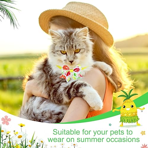 Miniatura 5 de Paquete de 180 collares de corbatín para perro corbatines de verano para gatos collares ajustables para perros medianos y grandes 72 corbatines para
