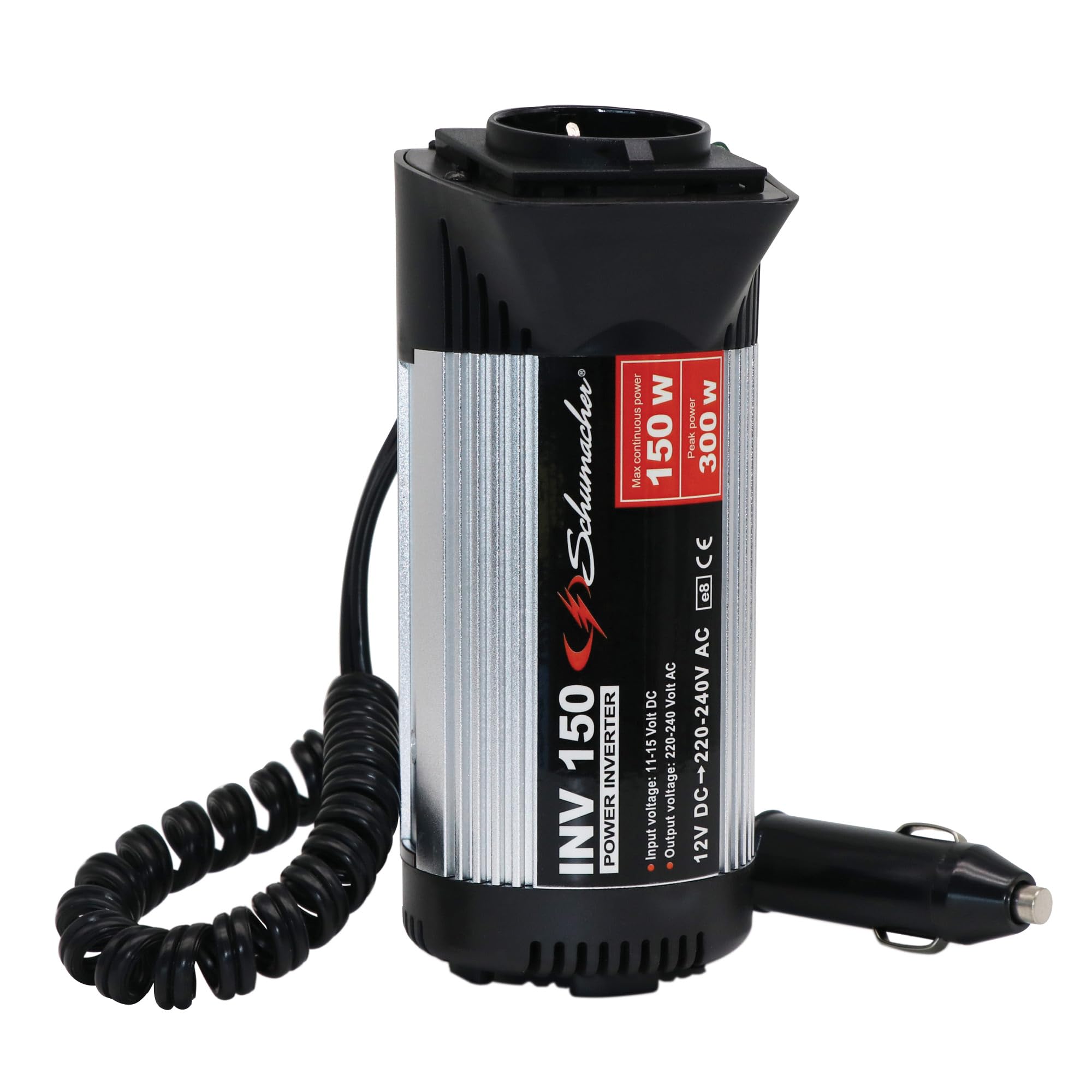 Schumacher INV 150 Spannungswandler Modifizierter Sinus-Wechselrichter 12V DC > 220V/240V AC - Dauerleistung 300 W - Überspannungs-, Unterspannungs-, Überlast- und Thermoschutz - Lüfter - Geräuschlos | Modifizierter Sinus-Wechselrichter, Dauerleistung, Üb