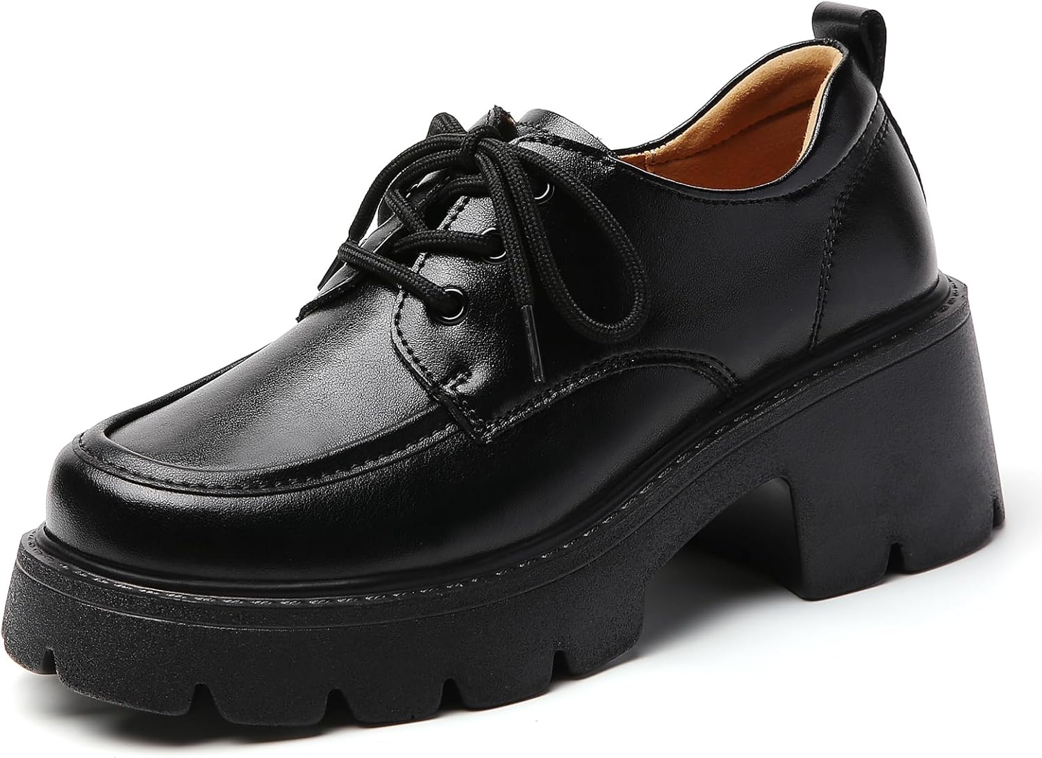 QHH Platform Oxford Shoes for Women Women's Oxfords Lace-Up Chunky Heel Lightweight Oxford Heels Fashion Business Casual Shoes Comfortable Dressy Shoes Office Work Pumps Shoes for Womens Ladies