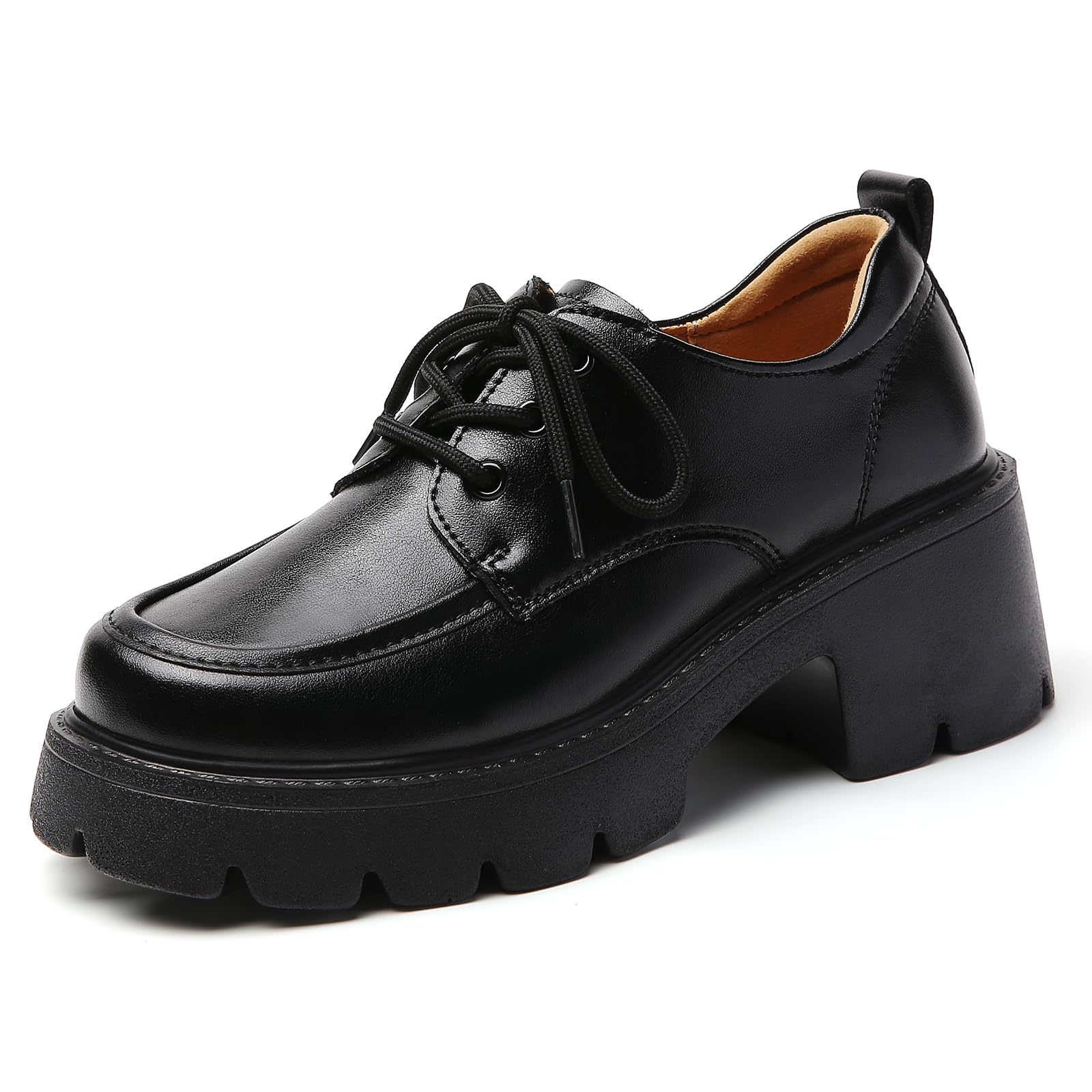 Platform Oxford Shoes for Women Womens Oxfords Lace-Up Chunky Heel Lightweight Oxford Heels Fashion Business Casual Shoes Comfortable