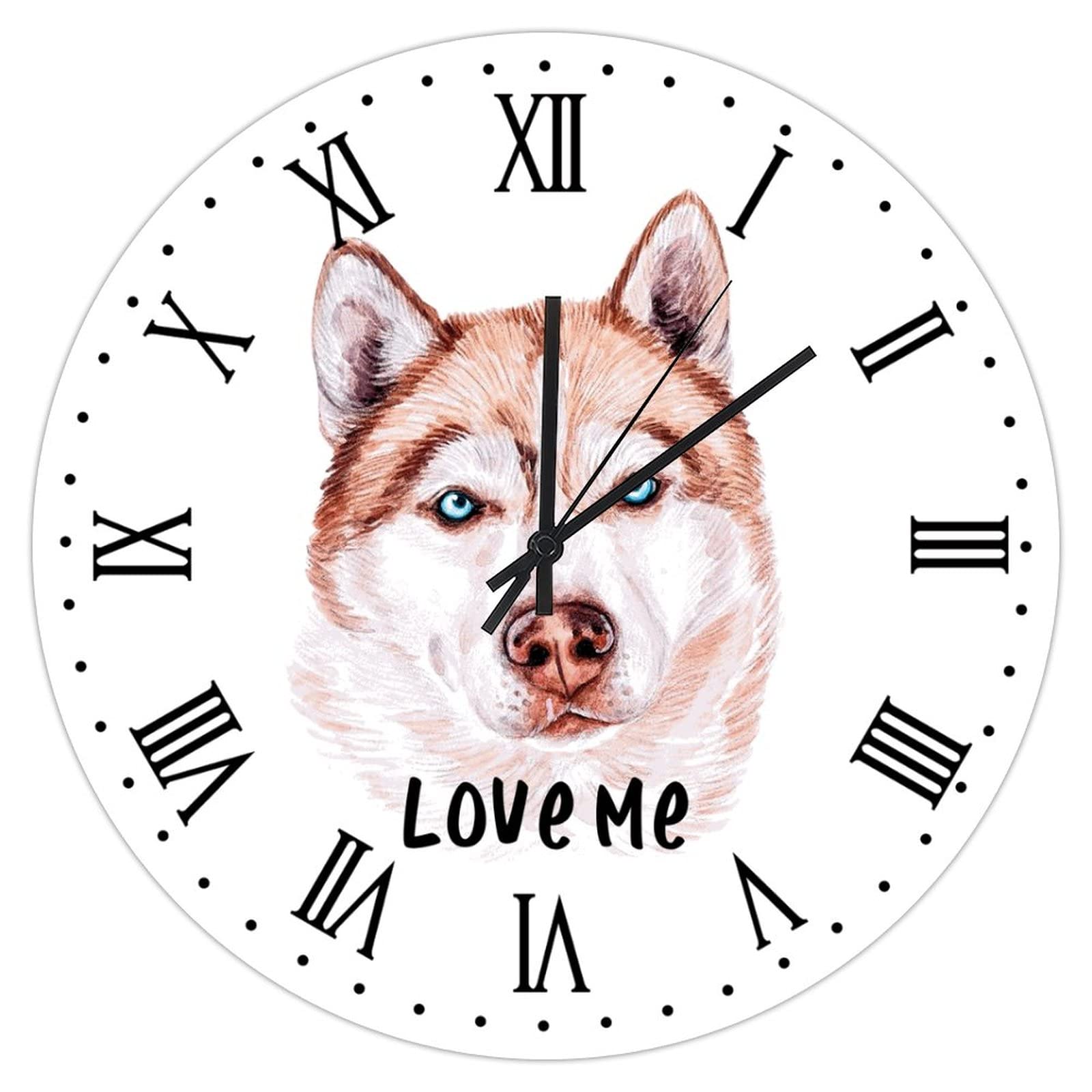 Horloge murale husky de sibérie Love Me de 38 cm