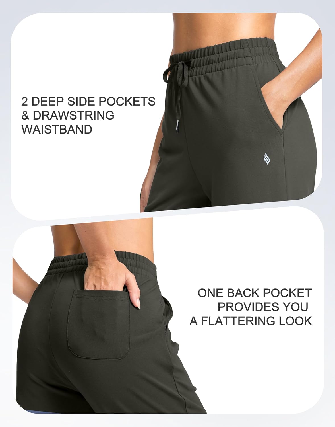 SANTINY 31"/33"/35" Women's Tall Cotton Sweatspants Yoga Lounge Casual Pants Open Bottom Sweat Pants for Women with Pockets - Image 4