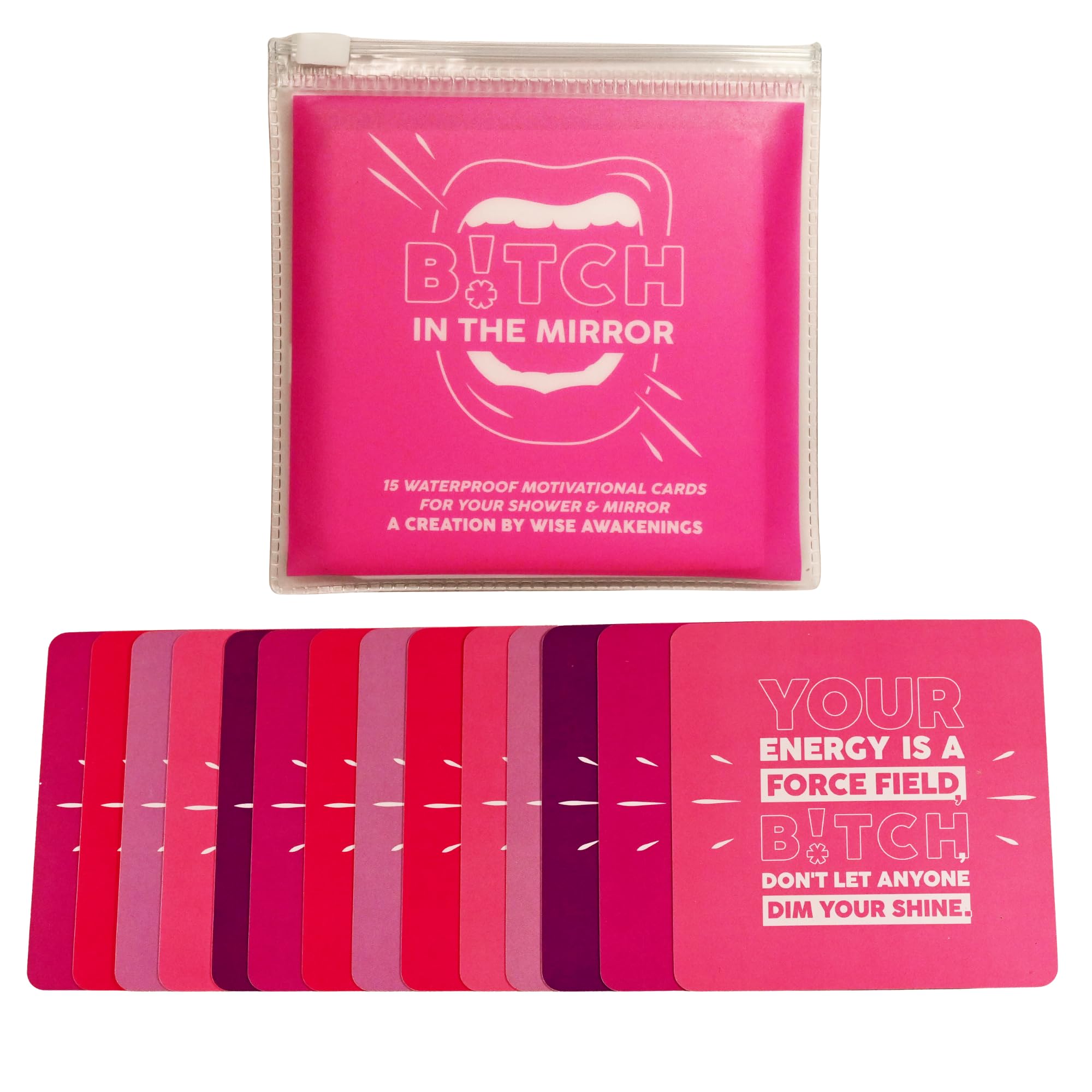 Sassy & Empowered | 15 Waterproof Affirmation Cards for Shower & Mirror in Zip Pouch | Bold, Goddess Energy Boosts for Daily Empowerment