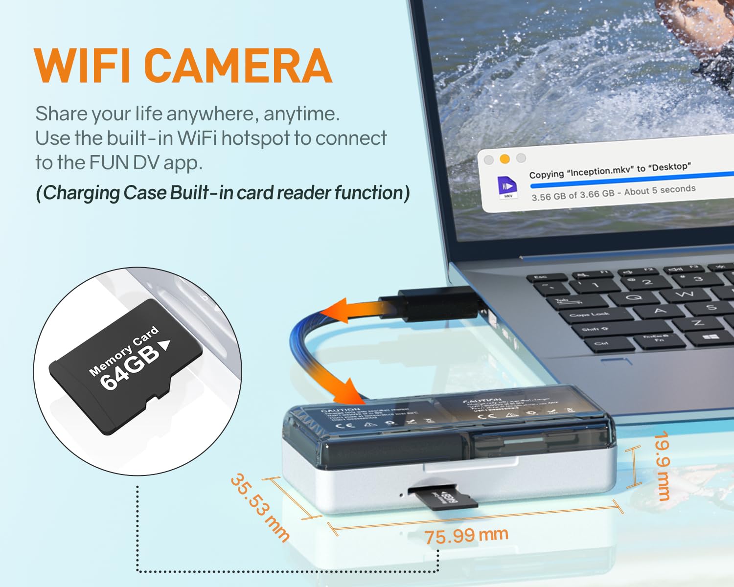 4K60FPS Action Cam Touchscreen, 40M Unterwasserkamera mit 64G SD-Karte, WiFi Sportkamera mit 8X Zoom, 6-Achsen-Stabilisierung Helmkamera mit 2.4G Fernbedienung 2 * 1350 mAh Akkus