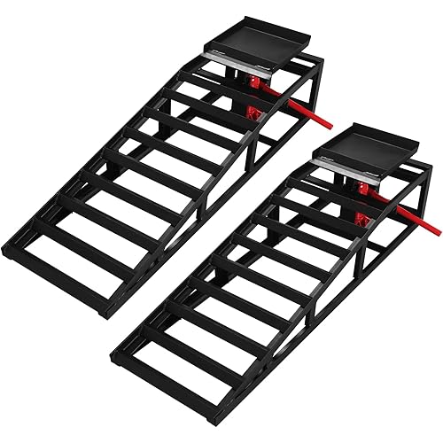 2 Pack Auto Car Truck Service Ramps Lifts 5T 10000lbs Hydraulic Car Ramps Truck Trailer Garage,Height Hydraulic Vehicle Ramps for Car Repair