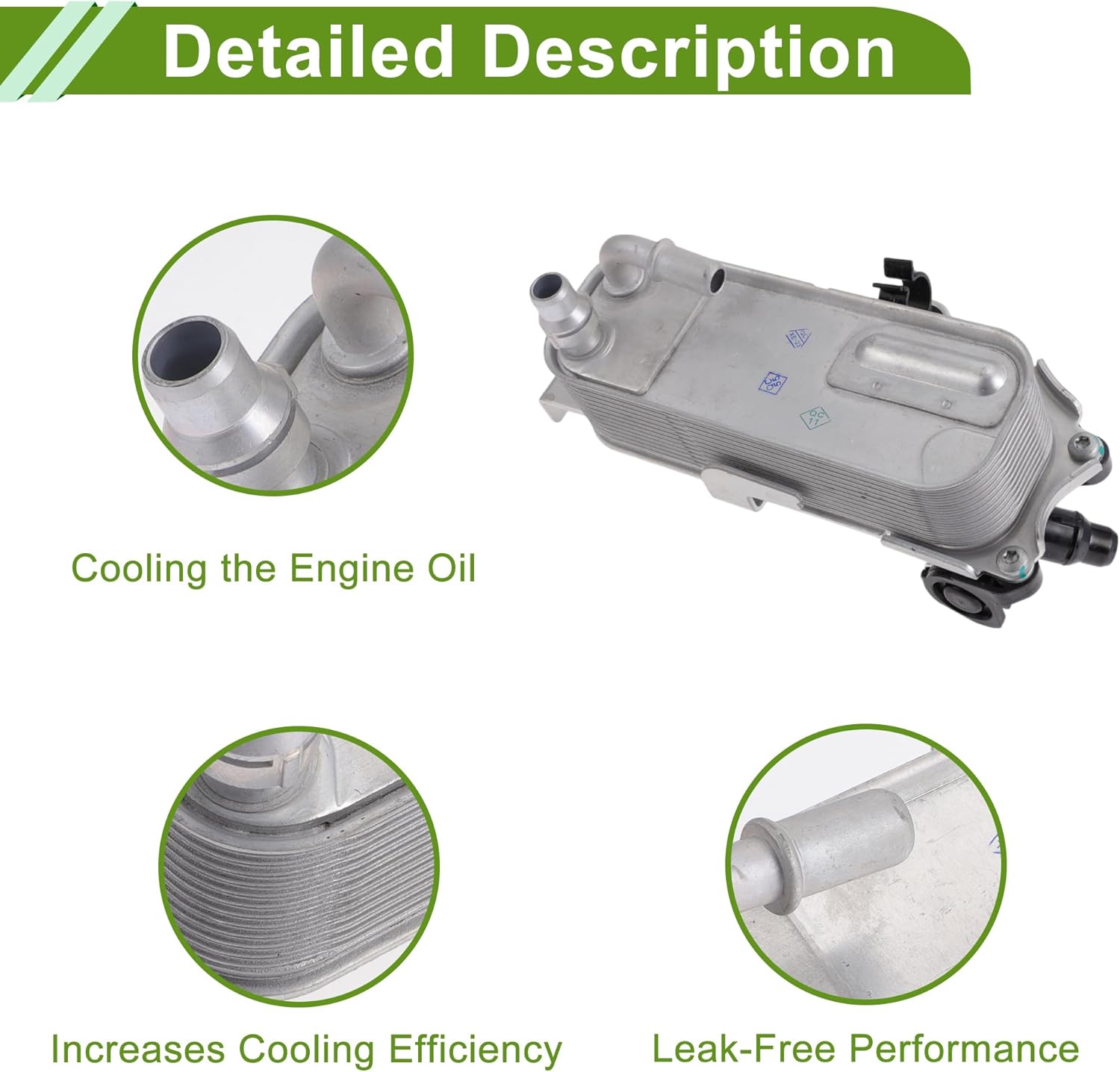 No.17217600553 Engine Oil Cooler for BMW 320i XDrive 2013-2018 Silver Tone Black Transmission Oil Cooler Trans Cooler Aluminum Alloy Plastic 1 Pc