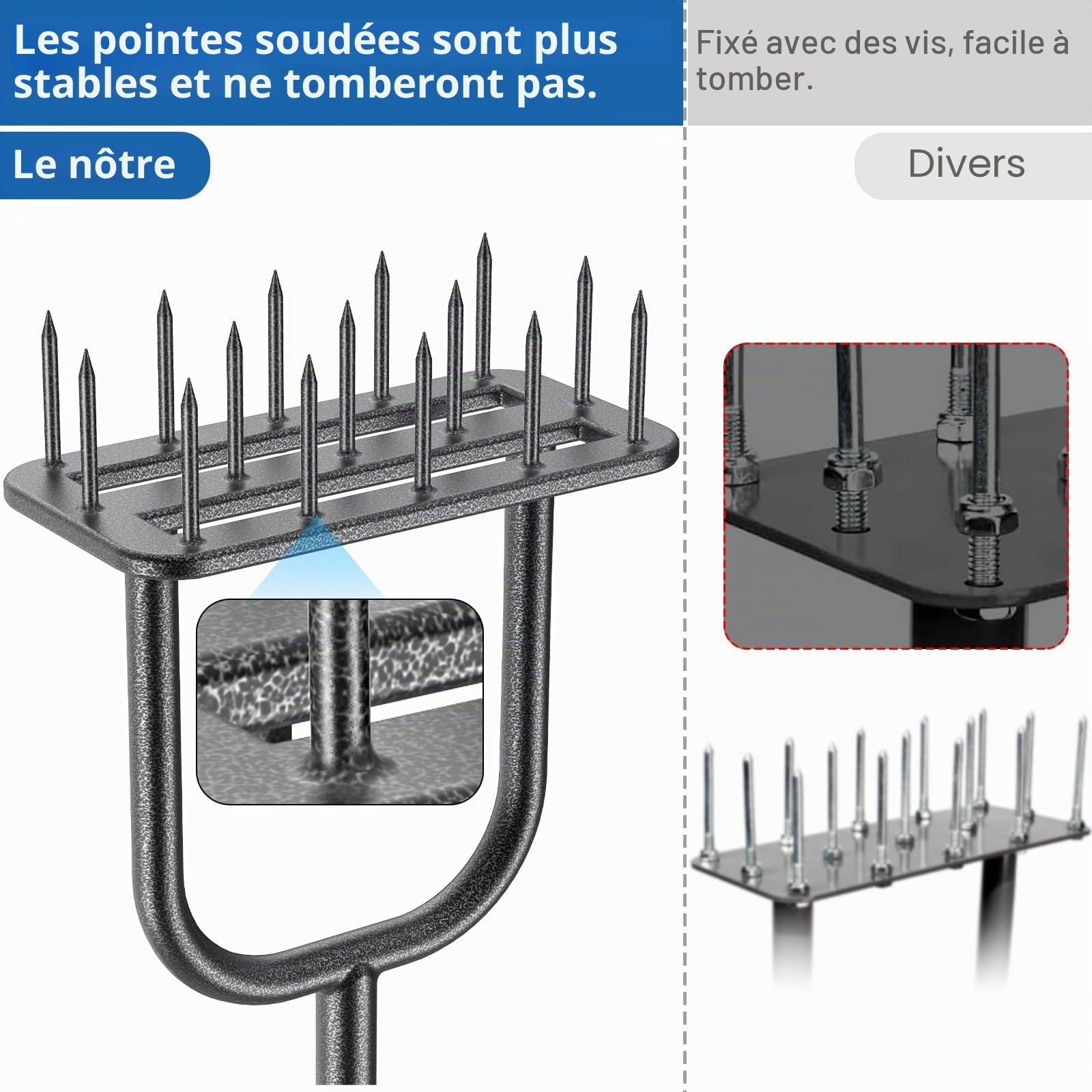 BeneLabel Aérateur de Gazon Pelouse, Outil d'aération Manuel 15 Pointes de Prise Jardin du Sol Robuste Long Manche avec Poignée Antidérapante pour Ameublir Le Sol et Améliorer Santé de Pelouse, Noir