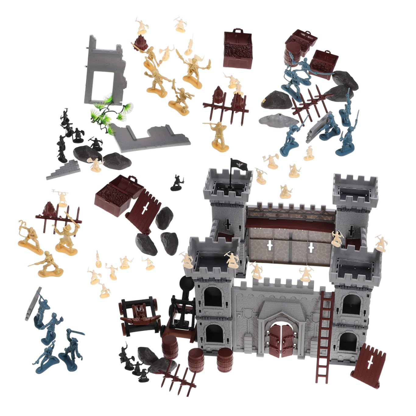 Set Castello Assemblato a Tema Pirata 310 Pezzi, Plastica | Decorazioni a Tema Pirata, Accessori Inclusi in Borsa, per Feste Speciali e Natale