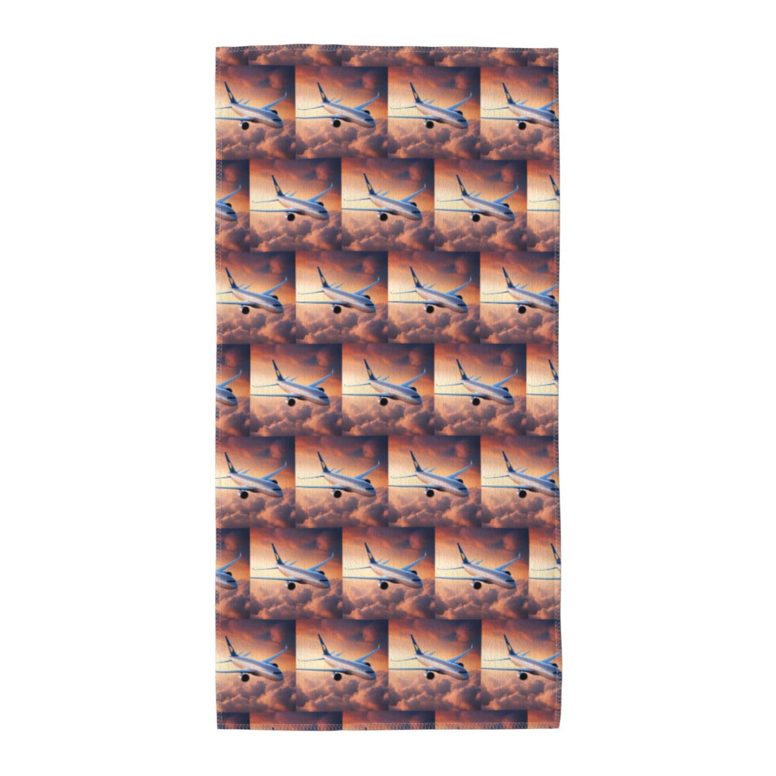 DIEzig Beautiful Sky Airplane Fashion Printed Long Bath Towel For Pool Side Seaside Holiday