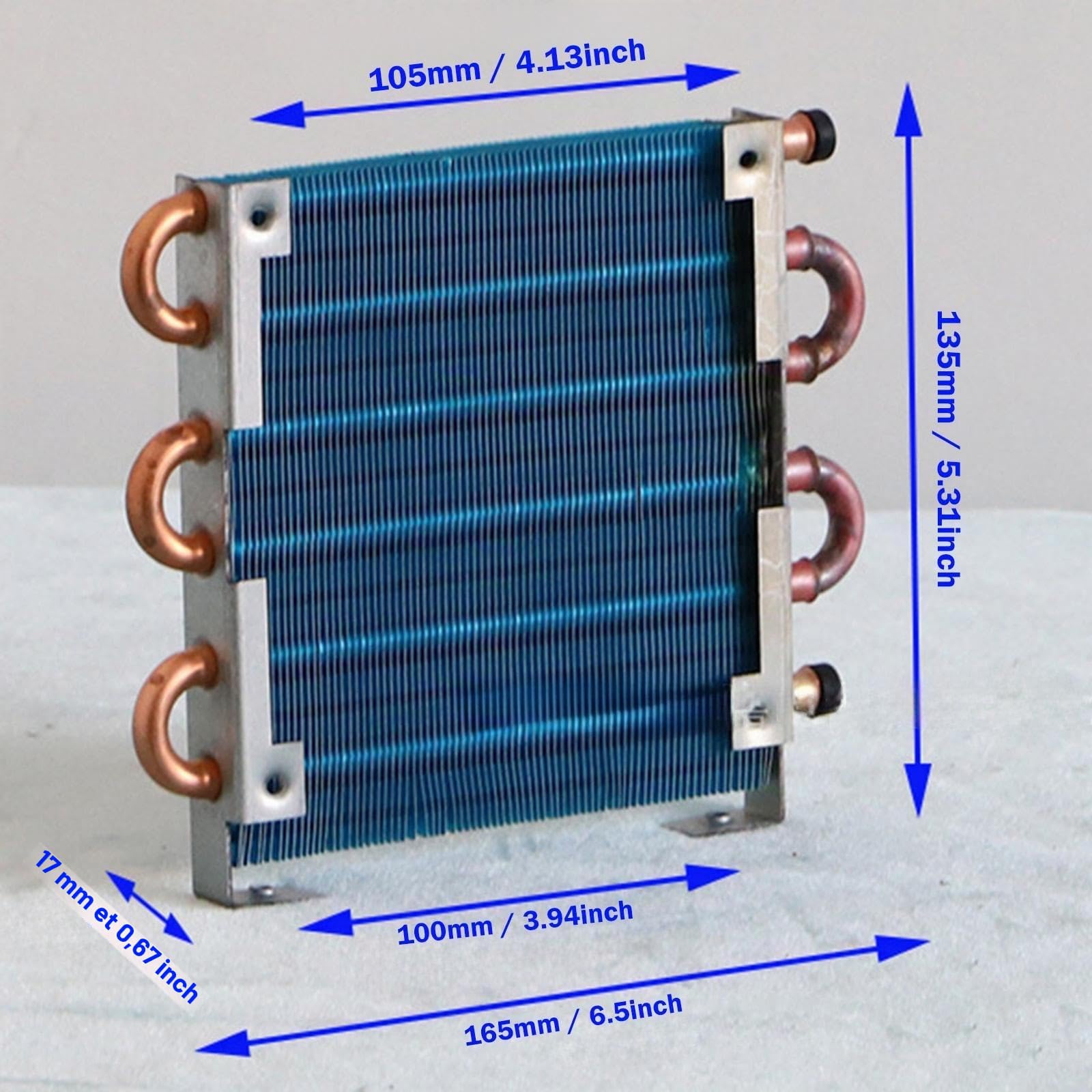 Milageto Petit Condenseur, Radiateur, Évaporateur, Système de Refroidissement, Ailettes en Aluminium, Échangeur de Chaleur Robuste, Radiateur Refroidi par Air, Ideal Dépannage et Réparation