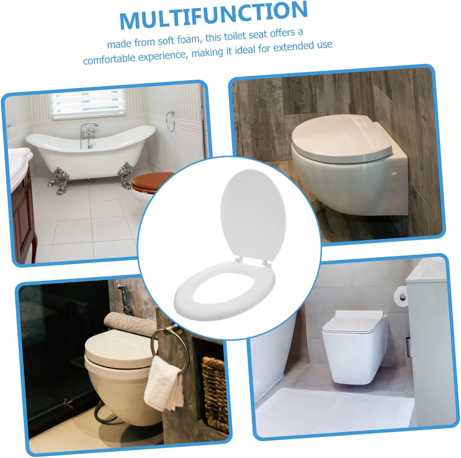 Soft Thickened Foam Toilet Seat Cover Elongated Bathroom Accessory Padded Classic Style for Easy Cleaning and Stable Use