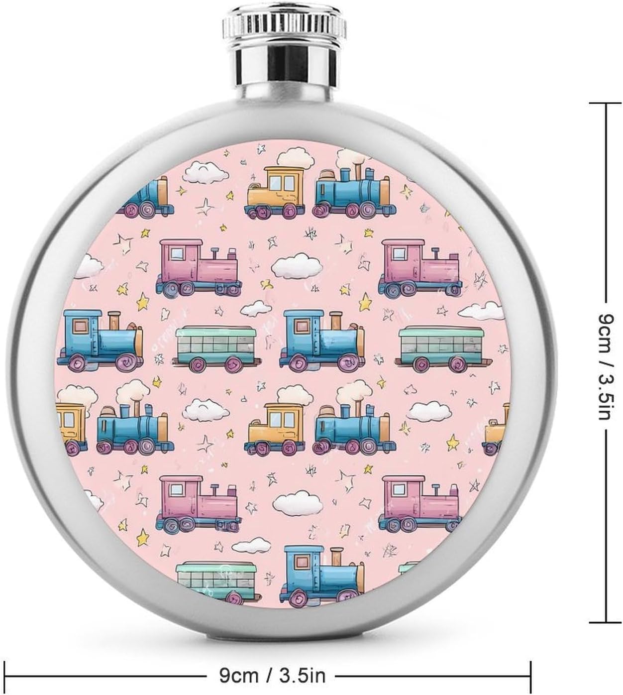 Train Pattern Round Flasks for Liquor Leak Proof 5oz image 2